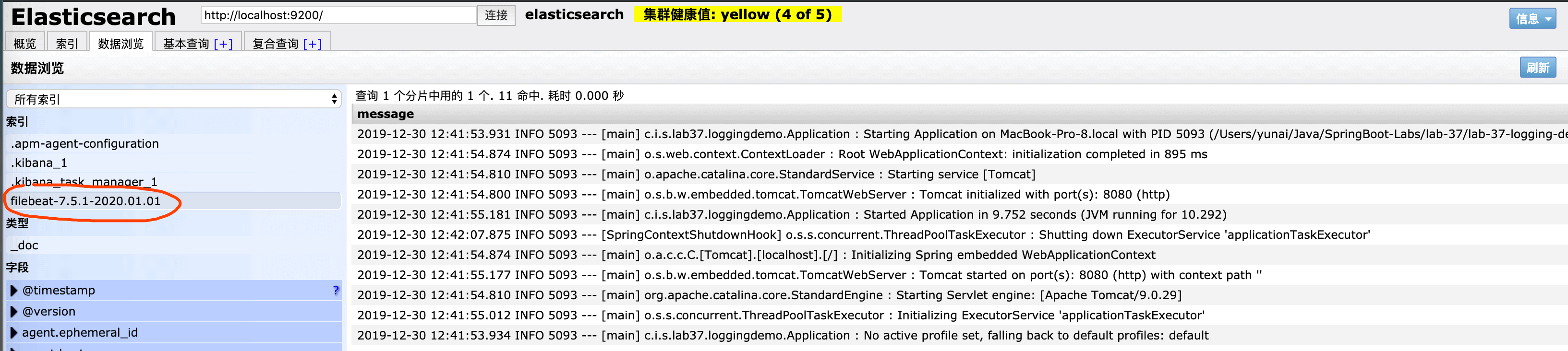 Elasticsearch Head 查看日志数据