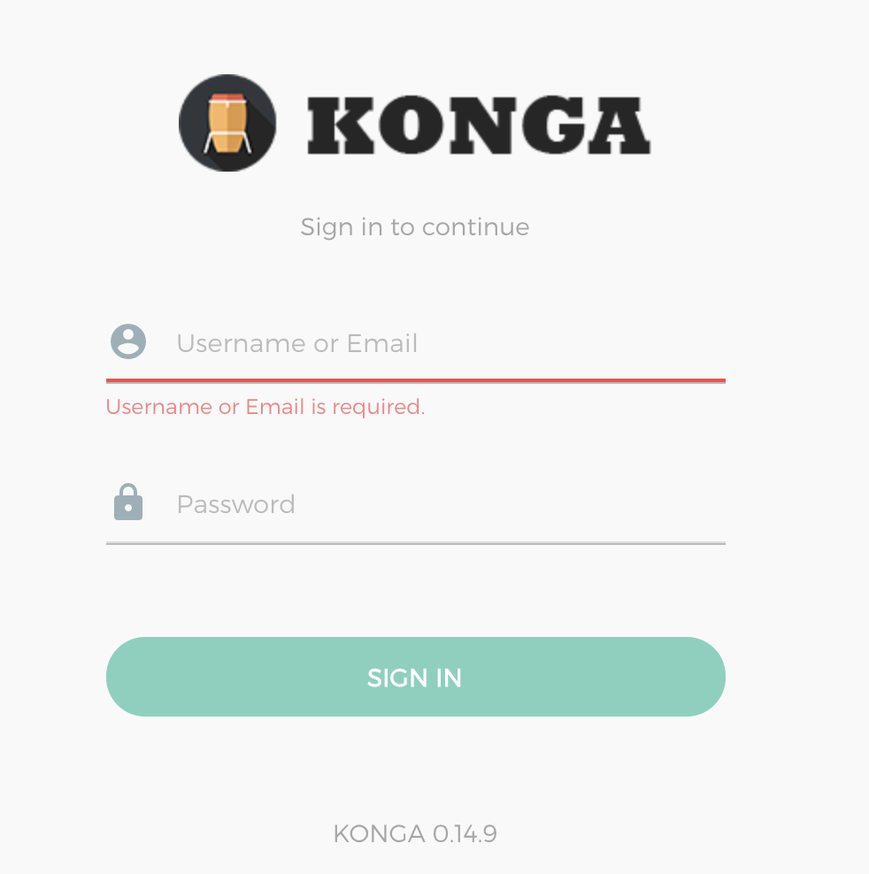 Konga 注册界面